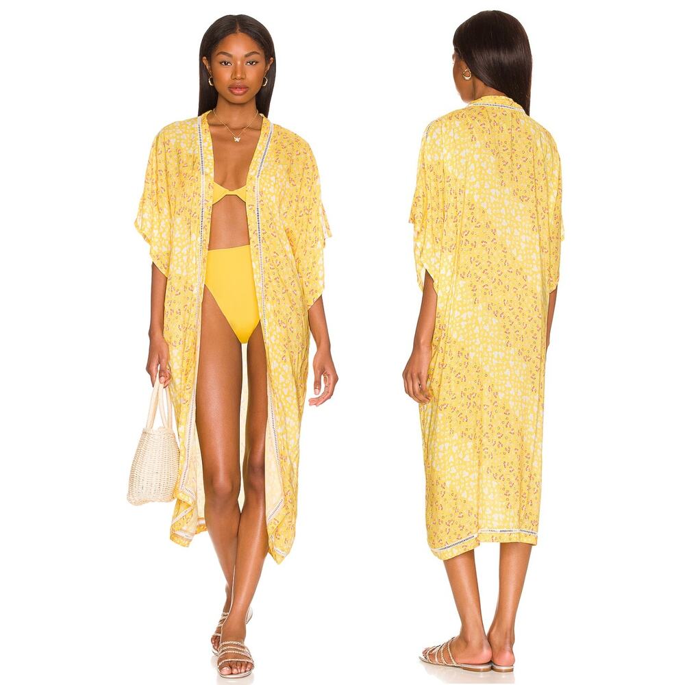 Yellow Floral Women Swim Coverup